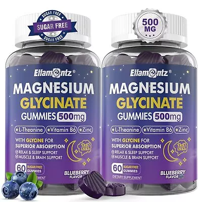 Magnesium Glycinate Gummies 500mg for Adults Kids Teens - Sugar Free Magnesiu...