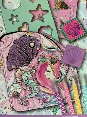 MERMAID VIBES STATIONERY SET NIB MARKERS, DOODLE PAD, STAMP & INK-PAD, STENCIL