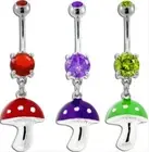 14G Industrial Dangling Mushroom Belly Ring