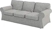 [HomeTown Market] Heavy Duty Sofa Cover Replacement Compatible for IKEA Ektorp Sofa Cover. Slipcover Only! Sofa Not Included! (Polyester 3 Seater Flax)