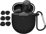 [A-Focus] Pixel Buds Pro Case Ear Tips Kit, Silicone Soft Cover 3 Pairs Replacement EarTips with Keychain Accessories Set Compatible with Google Pixel Buds Pro Black