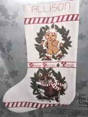 Something Special Crewel Christmas Stocking Kit Fox & Gingerbread Man Candamar