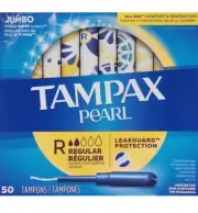 Tampax Pearl Tampons Super Absorbency With Leakguard Braid Unscented 50 Count