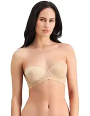 Bendon Bare Lace Back Strapless Bra in Latte