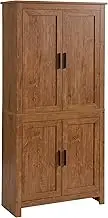 HOMCOM 64" Kitchen Pantry Cabinet, Freestanding Storage Cabinet with 4 Doors and 3 Adjustable Shelves for Dining Room, Oak