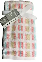 Casaba Fingertip Towels Set of 2 Bathroom White Peach Blue Beach House Summer