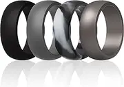 [ThunderFit] Mens Silicone Rings Wedding Bands - 4 Pack Classic & Middle Line