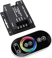 RGB LED Touch Remote Controller RF Wireless 6 Keys Dimmer Switch Light Strip with Memory Function, 12V 24V, Iron ABS Material, 3 CMOS Open Drain Mono Parallel Outputs, Common Anode