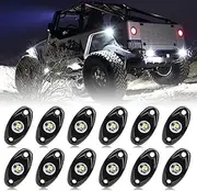 OPL5 White LED Rock Lights Kits,12 PCS Rock Lights for Trucks Super Bright Pure White Under Glow Lights Waterproof Trail Fender Lighting for Off Road RZR SUV ATV UTV (White)