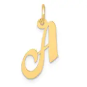 14K Small Fancy Script Letter A Initial Charm Bracelet Necklace