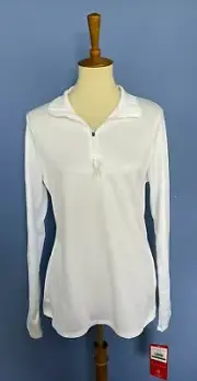 Spyder Tempting Zip T-Neck Pullover Long Sleeve Active Shirt White Size Large -
