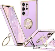 [XYZ] for Galaxy S23 Ultra Case with Stand, for Samsung Galaxy S23 Ultra Case with Double Ring, Women Girls Bling Luxury Protective Phone Case Heart for Samsung S23 Ultra, Purple
