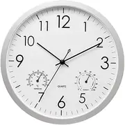 Decorative Round Outdoor Clock with Thermometer and Hygrometer Large Wall Clock Elegant Retro Silent Clock