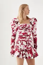 AJE BNWT Marlene Roses Red Long Sleeve Top La Vie Bubble Mini Skirt Set AU 8 US4