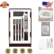 3-Pen Technical Ink Set with Mechanical Pencil & Compass for Artists, 0.2-0.5mm