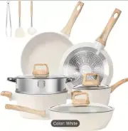 Pots and pans Set, Non-stick Cookware Set, (white) Or (black)