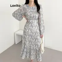 在飛比找蝦皮商城優惠-Lovito 女式休閒碎花荷葉邊洋裝 LNE24100 (多