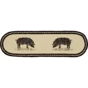 New Primitive Country Rustic BLACK PIG Braided Table Runner 27"