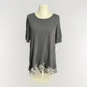 Alyx Top Trendy Attire M SIZE Gray Leopard Print Ruffle