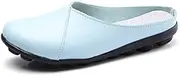 [IKOFLYE] Mules for Women Flats Daily Work Non Slip PU Lether Slip on Women Mules with Comfort Brown