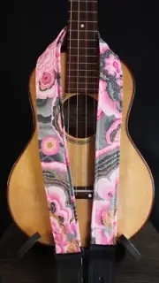 QuiltandUkuleles Handmade custom Ukulele Strap - Pink Geode