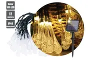 100 LED Solar Garden Outdoor Lights 12M Solar String Light Waterdrop 8 Modes Decoration Waterproof
