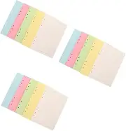 LALAFINA 3sets Refillable Planner Binder Inserts A5 Lined Paper 5 Colors 6 Hole Punched 100sheets*3