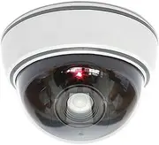 O&W Security Dummy Camera with Lens Video Surveillance Goods Security Camera Fake Camera with Red LED Light Deceptively Real for Wall Ceiling White