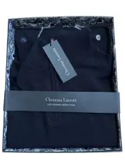 CHRISTIAN LACROIX 1/4 Zip Pullover Sweater 100% Merino Wool Navy Blue Large Men
