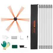8 m Chimney Sweep Kit, w/ 8Reinforced Nylon Flexible Rods, Ergonomic Chimney Cleaning Brush, 360-Degree Brush Chimney Cleaner, Rich Accessories for Fireplace Flue Home Use Fits most
