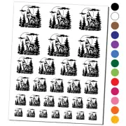 Wild Wolf Howling At the Moon in Forest Temporary Tattoo Water Resistant Set