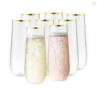 在飛比找蝦皮商城優惠-24 件塑料香檳杯 9 盎司透明塑料杯一次性婚禮派對雞尾酒杯