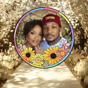 Custom Stained Glass Portrait of Couple Suncatcher, Wedding Suncatcher Gift
