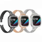 Women Bling Metal Watch Band Wrist Strap + Bumper Case For fitbit versa 3/sense