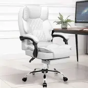 ALFORDSON Office Chair Gaming Executive Computer PU Leather Seat Recliner White