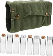 Yardwe Portable Outdoor Seasoning Set Salt Pepper Bottle Set Camping Spice Storage Bag BBQ Condiment Holder 4 Glass Jars