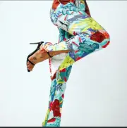 JAGGER AND STONE Graffiti High Waisted Pants Size 16 MIAMA MULTICOLOUR