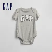 在飛比找蝦皮商城優惠-Gap 嬰兒裝 Logo搭肩短袖包屁衣 布萊納系列-灰色(8