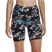 New Womens Under Armour Bike Shorts Black Floral Compression High Rise