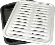 Range Kleen BP100 Porcelain Broiler Pan with Chrome Grill, 2-Piece,Black