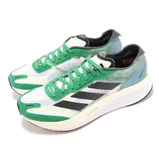 【adidas 愛迪達】慢跑鞋 Adizero Boston 11 M 男鞋 白 綠 中長跑 避震 輪胎大底 運動鞋 愛迪達(HQ3694)