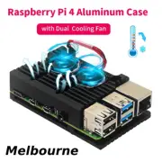 Dual Fan Active Cooler Metal Aluminum Case For Raspberry Pi 4 Black