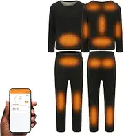 [IMYOGI] Cozy Heating Underwears for Man Woman, USB Battery Power APP Temperature Control Thermal Underwears Shirt and Pant