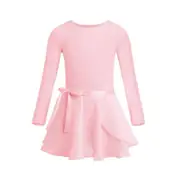 Kids Girls Ballet Tutu Ballerina Dance Class Costumes Gymnastics Leotard Dancewear Tied Skirt Dance pink 9-10 Years