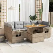 Garden Sofa Set Beige Modular Outdoor Furniture Cushions Storage Adjustabl 27118