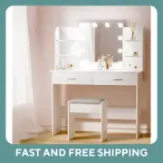 Artiss Dressing Table LED Makeup Mirror Stool Set Vanity Mirrored Dresser Desk