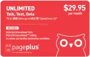 PagePlus $29.95/Month Refill: Unlimited Talk, Text, and Data! 3 GB LTE!