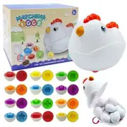 12 Pcs Montessori Sorter Easter Matching Push Pull Chicken Box Learning Educational Toy Multiple Shapes Colors Skills Sensor Gift For Boys And Girls