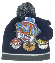 PAW PATROL MARSHALL CHASE Toddler's Beanie Hat & Mittens Set w/ Pom-Pom NWT