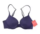 Spanx Pillow Cup Signature Push-Up Plunge Midnight Blue Bra L138725 Size 32D